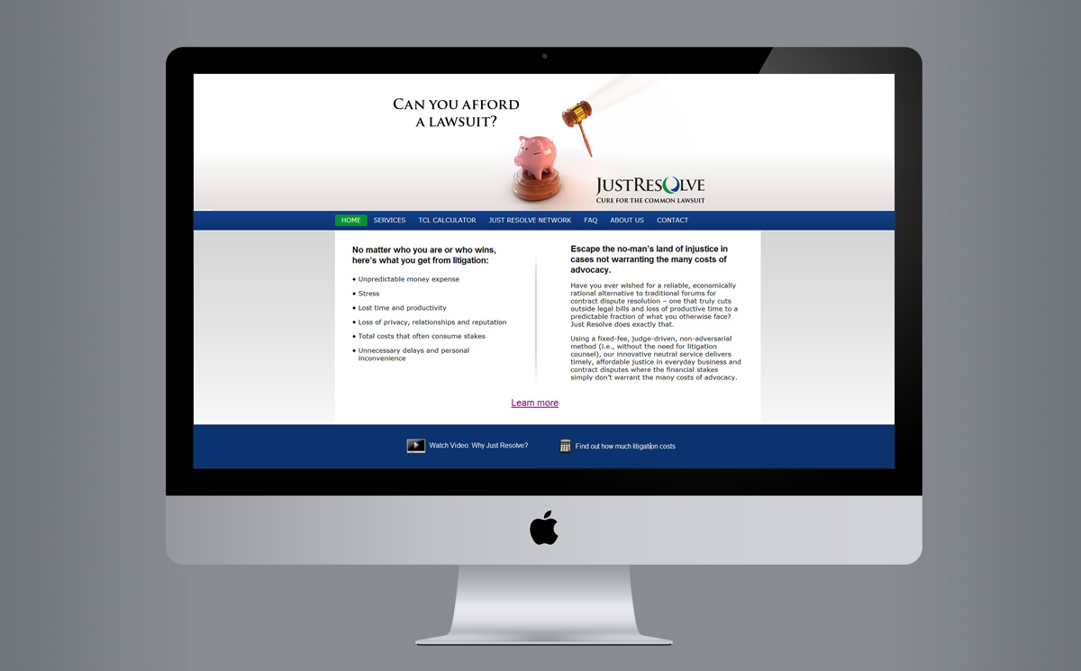 first screenshot of the internal page of the JustResolve.com