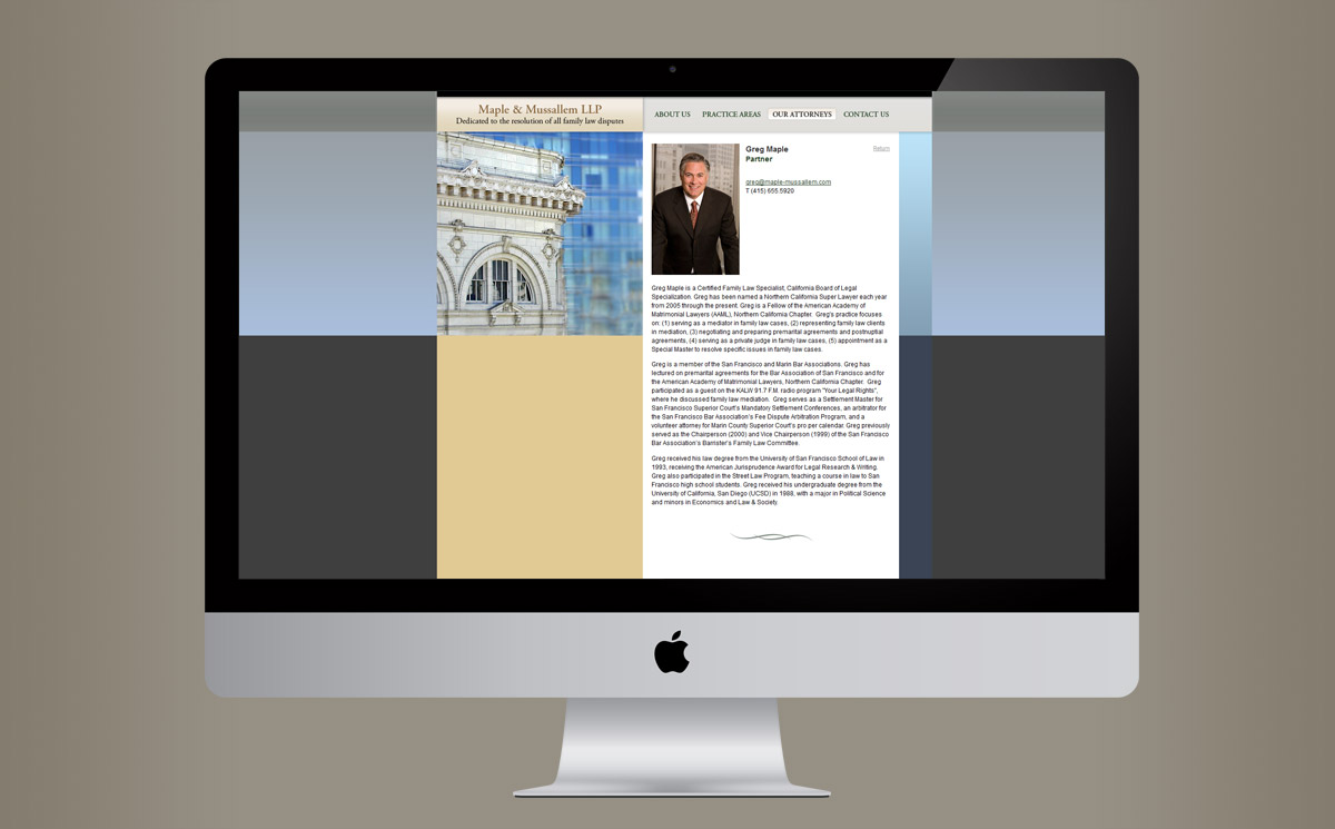 second screenshot of the internal page of the Maple & Mussallem lawyers website