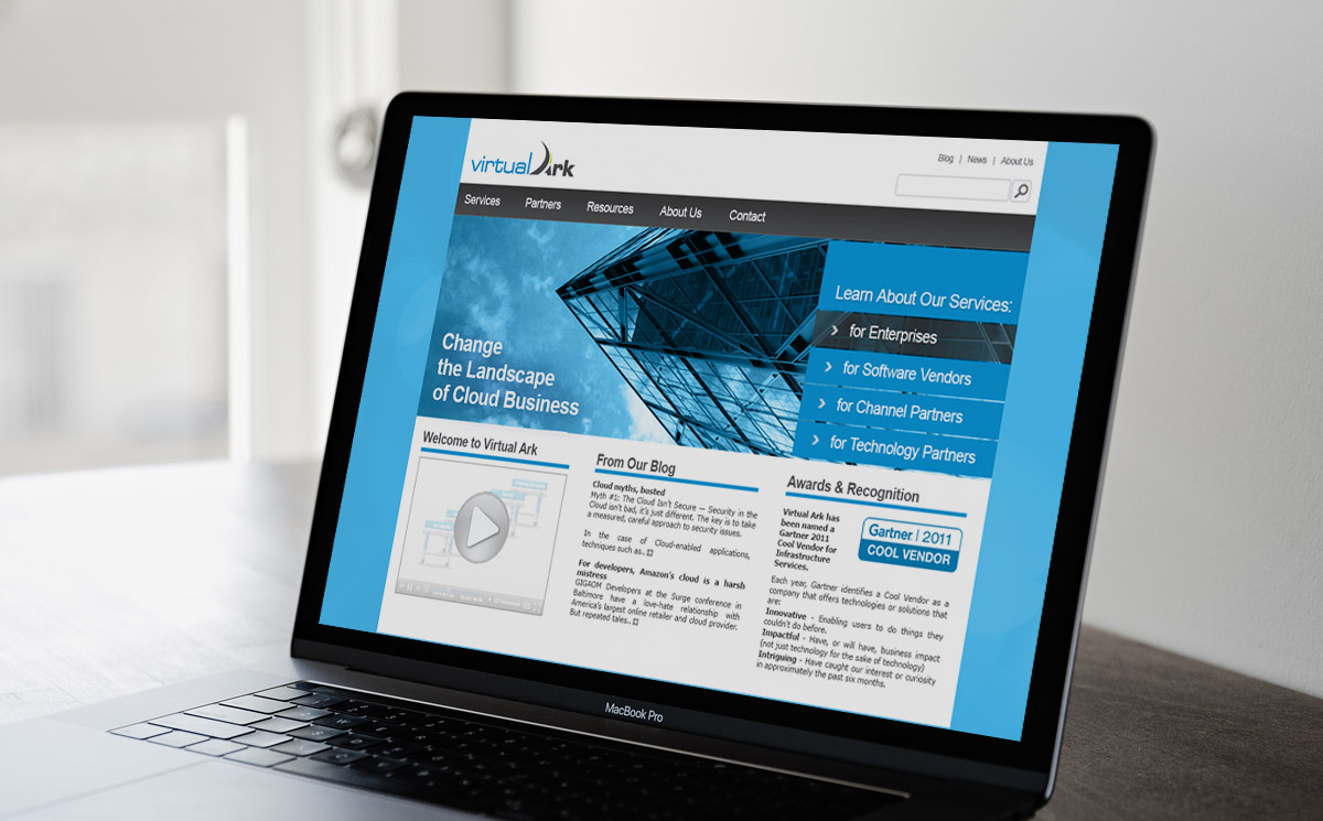 screenshot of the homepage of the Virtual Ark company